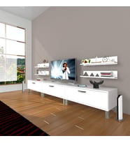 Decoraktiv Eko 270R Slm Krom Ayaklı Tv Ünitesi Tv Sehpası (Beyaz)