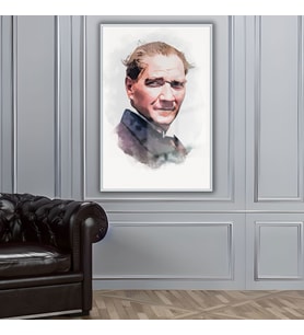 Metal Çerçeveli Cam Tablo Atatürk Cumhuriyet Koleksiyonu (Gümüş)