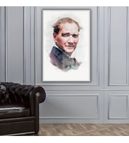 Metal Çerçeveli Cam Tablo Atatürk Cumhuriyet Koleksiyonu (Gümüş)