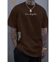 Erkek Los Angles Baskılı Oversize Tshirt (Kahverengi)