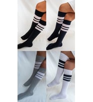 CİHO SOCKS Daily 4 Çift Kız Çocuk, Kadın Çizgili Kaymayan Diz Altı Orta Okul Lise Kolej Okul Çorabı (Çok Renkli-Naturel)