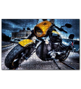 Cakapuzzle Harley Davidson Sarı Siyah Cruiser Motorsiklet  Puzzle Yapboz MDF (Ahşap) (1000 Parça)