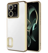 Xiaomi 13T Pro Kılıf Köşeleri Renkli Şeffaf Kamera Korumalı Silikon Luxury Kapak (Gold)