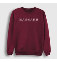 Presmono Unisex Beyaz Logo Haggard Sweatshirt 79992tt (Bordo)
