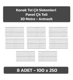 KONAK TEL ÇİT SİSTEMLERİ 8 ADET PANEL ÇİT TELİ SADE 100 X 250 CM (Antrasit)