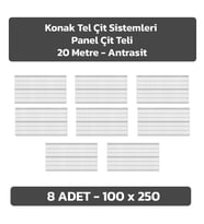 KONAK TEL ÇİT SİSTEMLERİ 8 ADET PANEL ÇİT TELİ SADE 100 X 250 CM (Antrasit)