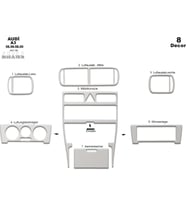 Meriç® Audi A3 Ön Torpido Kaplama Maun 8 Parça 1996-2000 (Alüminyum)