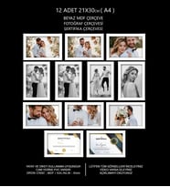 12 Adet 21x30 Çerçeve - Mdf Çerçeve - Fotoğraf Çerçevesi - A4 Sertifika Çerçevesi (Beyaz)