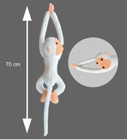 Elleri Yapışan Oyun Ve Uyku Arkadaşı 70 Cm Peluş Maymun Oyuncak - Premium Kumaş (Beyaz)