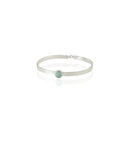Kadir Jewellery 925 Ayar Gümüş Kaplama El İşçiliği Zirkon Taşlı Kadın Kelepçe Bilezik (Açık Mavi)