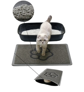 Kedi Kumu Paspası, Elekli Kedi Tuvaleti Paspası, Kıvırcık Kedi Paspas 40*60 (Gri)