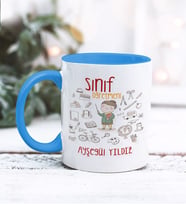 Sınıf Öğretmeni Tasarımlı Kişiye Özel Kupa Bardak (Mavi)