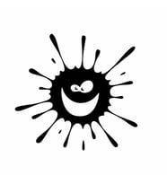 Splash Gülen Surat Sticker Siyah 15x15 CM (Siyah-Siyah)
