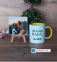 Babaya Hediye Fotoğraflı Dekoratif Taş, Kupa Bardak Beyaz Hediye (Model 7)