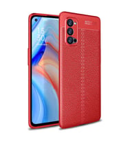 Oppo Reno 4 Pro Kılıf Zore Niss Deri Desenli Silikon Kılıf (Kırmızı)