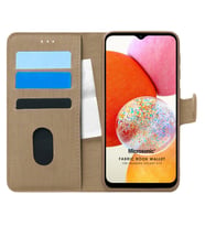 Microsonic Samsung Galaxy A14 Kılıf Fabric Book Wallet Siyah (Gold)
