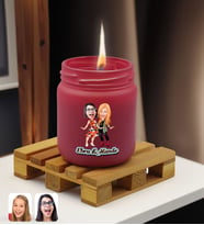 BK Gift Kişiye Özel DTF Anne Kız Karikatürlü Renkli Cam Kavanozda Kokulu Mum-1(13 Renk Seçeneği), Arkadaşa Hediye, Anneye Hediye, Doğum Günü Hediyesi (Leylak)