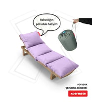 XPERMATE Pofuduk Şezlong Minderi Çantalı 60x180x12Cm Su İtici,Katlanır,UV Güneş Dayanımı, Fermuar (Lila)