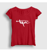 Presmono Kadın Sarı Logo Tupac Shakur T-Shirt 46197tt (Kırmızı)