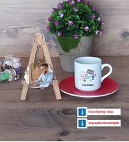 Web Tasarım Uzmanı Türk Kahvesi Fincanı Ahşap Altlıklı ve Fotoğraflı Ahşap Anahtarlık Hediye (Model 3)