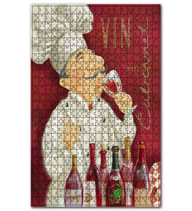 Cakapuzzle Şarap Tadan Aşçı Görseli Puzzle Yapboz MDF (Ahşap) (500 Parça)