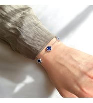 VAN CLEEF YONCA ŞANS BİLEKLİK  925 Ayar Gümüş Bileklik (Lacivert)