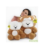 70 Cm Kapşonlu Uykumcuk Peluş Ayıcık Panda Uyku Arkadaşım (Kahverengi)