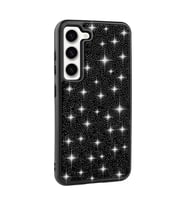 Galaxy S23 Kılıf Parlak Taşlı Tasarım Pırlanta Kılıf (Siyah)
