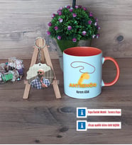 Antrenör Kupa Bardak Beyaz ve Fotoğraflı Ahşap Anahtarlık Hediye (Model 13)