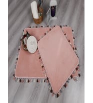 My Evilla Modern Dekoratif Multi Saçaklı Klozet Takımı 60x100 (Pembe)