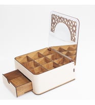 Takı Mücevher Kutusu Aynalı Bölmeli Çekmeceli Takı Kolye Yüzük Makyaj Kutusu Organizeri (118)