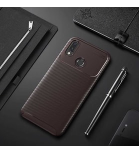 Huawei Honor Play Kılıf Karbon Silikon Case (KAHVE)