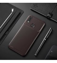Huawei Honor Play Kılıf Karbon Silikon Case (KAHVE)