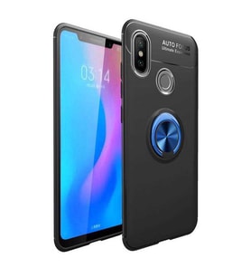 Xiaomi Mi 6X Kılıf Yüzüklü Magnetli Ravel Case (Siyah-Mavi)