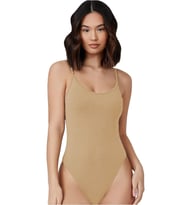 Kadın Modal Spagetti Askılı Kancalı  Bodysuit Tops Atlet Belinay0860 (Ten)
