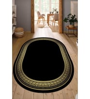Dijital Baskılı Kaymaz Taban Yıkanabilir Oval Salon Halısı Mutfak Halısı Yolluk NDO-SD-563 (Gold)