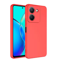 Vivo Y36 4G Kılıf Kamera Korumalı iÇi Süet Dokulu Lansman Tipi Silikon (Kırmızı)