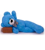 Yüksek Kalite Papyonlu Sevimli Peluş Şaşkın Ayı 80 cm - Premium Kumaş (Mavi)