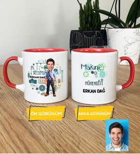 Kişiye Özel Karikatürlü Makine Mühendisi Hediye Kupa Bardak Erkek Makine Mühendisine Mühendisler Günü Hediyesi (Pembe)