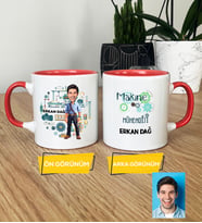 Kişiye Özel Karikatürlü Makine Mühendisi Hediye Kupa Bardak Erkek Makine Mühendisine Mühendisler Günü Hediyesi (Pembe)