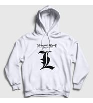 Presmono Unisex Beyaz Logo L V2 Anime Death Note Kapüşonlu Sweatshirt 129880tt (Beyaz)
