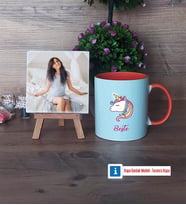 Unicorn Fotoğraflı Dekoratif Taş, Kupa Bardak Beyaz Hediye (Model 13)