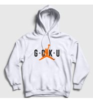 Presmono Unisex Gri Air Goku Anime Dragon Ball Kapüşonlu Sweatshirt 235749tt (Beyaz)