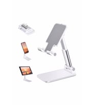 Pazariz Masa Üstü Telefon & Tab Standı Kademeli Yükseklik Ayarlı Telefon Tutucu  (Beyaz)