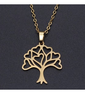 Kişiye Özel 925 Ayar Gümüş Kalpli Ağaç Kolye (Gold)