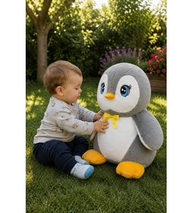 SEVDAM HEDİYELİK 85 cm Penguen Sevgiliye Özel (Gri)