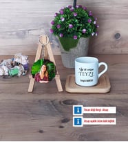 Teyzeye Doğum Günü Hediyesi Türk Kahvesi Fincanı Ahşap Altlıklı ve Fotoğraflı Ahşap Anahtarlık Hediye (Model 1)