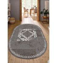 Dijital Baskılı Kaymaz Taban Yıkanabilir Oval Salon Halısı Mutfak Halısı Yolluk NDO-SD-1051 (Çok Renkli)