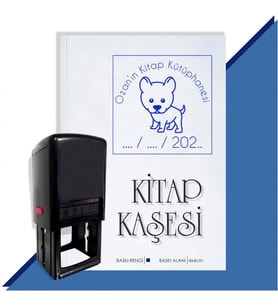 Kişiye Özel Sevimli Köpek 18 Tarihli Otomatik Kitap Kaşesi (Mavi)