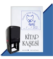 Kişiye Özel Sevimli Köpek 18 Tarihli Otomatik Kitap Kaşesi (Mavi)